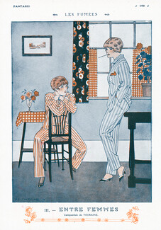 Edouard Touraine 1913 "Les Fumées" Entre Femmes, Smokers