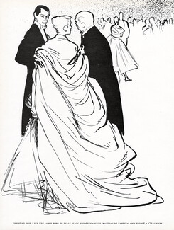 Christian Dior 1951 René Gruau, Evening gown