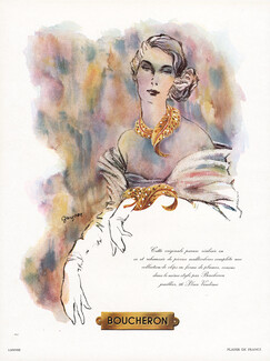 Boucheron 1951 Clips en forme de plumes, Necklace, Bracelet, Gaynor