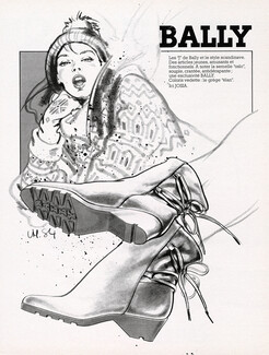 Bally (Shoes) 1984 Les "J", Scandinaves, Fashion Illustration