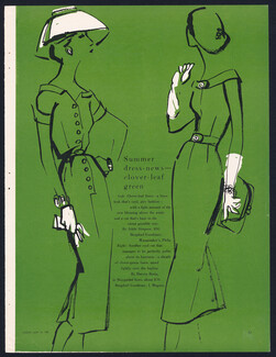 Clover-leaf Green 1956 Vevean, Adele Simpson, Harvey Berin, Fashion Illustration