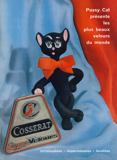 Cosserat (Fabric) 1960 Pussy-Cat Figurine, Velours