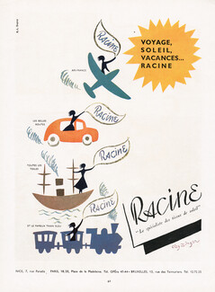 Racine (Fabric) 1950 Oleg Zinger, Train Bleu
