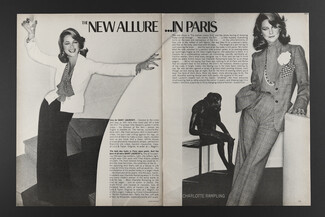 The New Allure in Paris, 1974 - Photos Helmut Newton, Charlotte Rampling, Yves Saint Laurent... All jewels M. Gérard, 8 pages