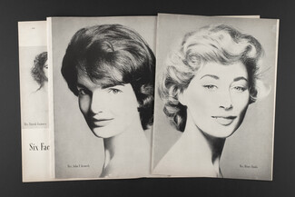 Six faces of Beauty, 1958 - Portraits by Richard Avedon, Mrs Henry Fonda, Mrs John F. Kennedy... Princess Hercolani, Drawings by Luciano Guarnieri