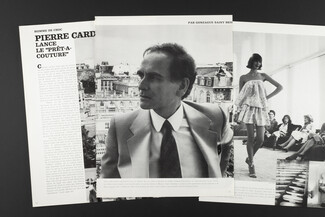 Pierre Cardin lance le "prêt-à-couture", 1977 - Photo Tony Kent, Portrait, Texte par Gonzague Saint Bris, 4 pages