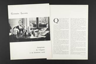 Germaine Lecomte, 1956 - Championne de l'élégance et du féminisme social, Text by Juliette Clarens