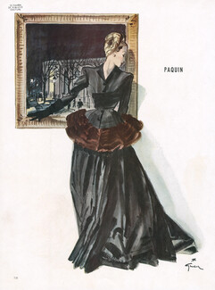 Paquin 1945 Evening Gown, René Gruau Fashion Illustration