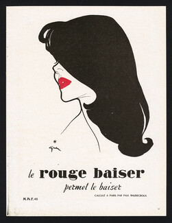 Rouge Baiser (Cosmetics) 1948 René Gruau, Chevelure