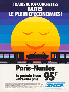 SNCF (Trains) 1981 Trains Autos Couchettes Paris-Nantes