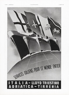 Italia - Lloyd Triestino 1939 Italian transatlantic liners, Poster art