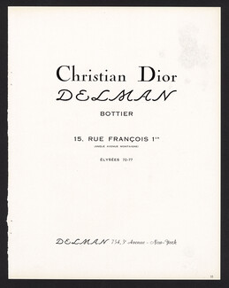 Delman - Christian Dior (Shoes) 1953 Label, 15 rue François 1er