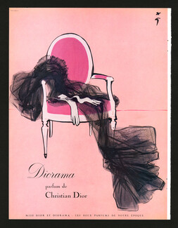 Christian Dior (Perfumes) 1955 Diorama, Chair, René Gruau