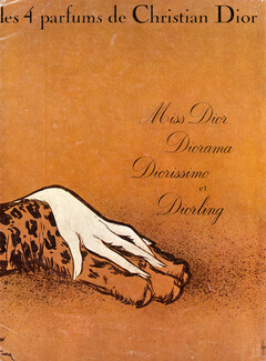 Christian Dior (Perfumes) 1965 Panther Paw, René Gruau (les 4 parfums)