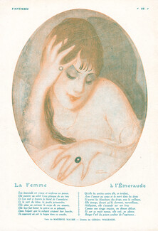 La Femme à l'Émeraude, 1916 - Gerda Wegener Emerald Ring, Maurice Magre Poem