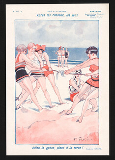 Après les cheveux, les jeux, 1928 - "Tout à la Garconne..." Beach Games, Swimwear, Fabiano