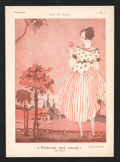 Porte-lui mes aveux, 1917 - Elegant Parisienne, Rose, World War I, Robert Mahias