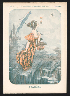 Prairial, 1917 - Le Calendrier d'Hérouard, Butterfly, Parasol