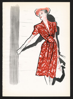 Schiaparelli 1946 Fashion Summer Dress René Gruau