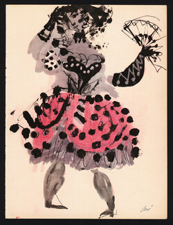 Clavé 1950 Carmen, Maquette pour le Costume, Roland Petit Ballets de Paris