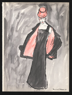 Givenchy 1955 Fourreau Ducharne, Bernard Blossac Fashion Illustration