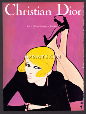 Christian Dior (Lingerie) 1967 Stockings Hosiery, Tights, René Gruau