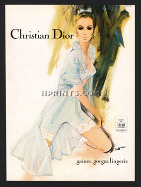 Christian Dior (Lingerie) 1967 Panty Girdle, Negligee, Pierre Couronne, Fashion Illustration