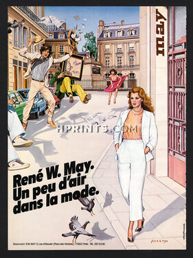 René W. May 1980 Fashion Illustration Barraya Place des Victoires Rue d'Aboukir