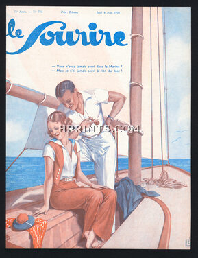 Georges Léonnec 1932 Le Sourire Cover, Yachting
