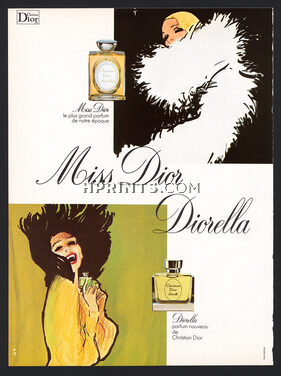 Christian Dior (Perfumes) 1974 Miss Dior, Diorella, René Gruau