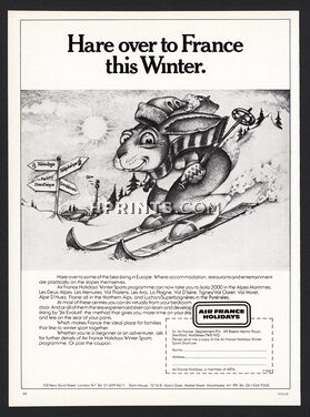 Air France Holidays 1978 Skiing Hare in France