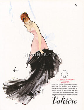 Valisère (Lingerie) 1948 René Gruau, Nightgown