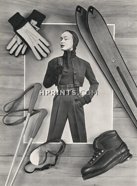 Madeleine de Rauch 1951 Sportswear, Skier, Marcel Pépin Sports Equipment