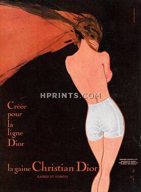 Christian Dior (Lingerie) 1958 René Gruau, Ceinture-Culotte D48