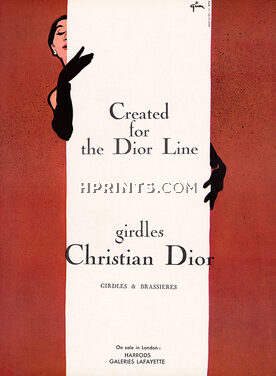 Christian Dior (Lingerie) 1955 René Gruau, Girdles Created for the Dior Line
