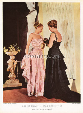 Robert Piguet & Mad Carpentier 1948 photo Kitrosser, Ducharne (Fabric), Jacques Gille (Decoration)