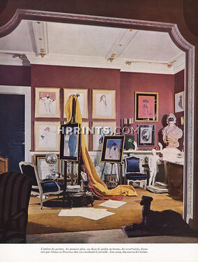 Chez Gruau à Paris, 1951 - L'Atelier du peintre René Gruau