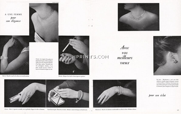 Cartier, Hermès, Boivin, Mauboussin, Boucheron, Van Cleef & Arpels 1948 Photos Figaro