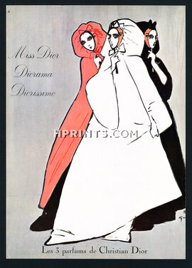 Christian Dior (Perfumes) 1961 René Gruau, Miss Dior, Diorissimo, Diorama