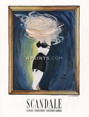Scandale (Lingerie) 1946 Girdle, Bra, René Gruau (Version A)