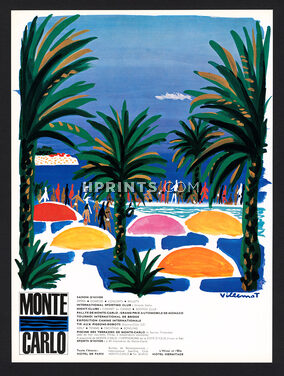 Monte Carlo 1967 Bernard Villemot, Palm Trees, Poster Art