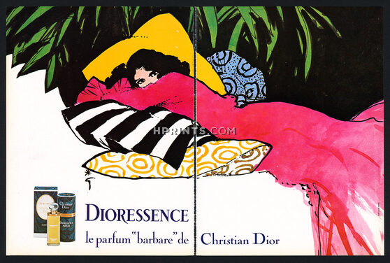 Christian Dior (Perfumes) 1979 René Gruau Dioressence Double Page