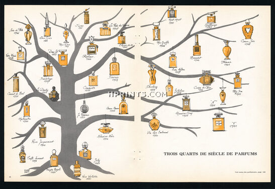 Trois Quarts de Siècle de Parfums, 1956 - Pierre Pagès (38 parfums) Jean Desprez, Dior, Fath, Renoir, Schiaparelli, Millot, Le Galion, Worth, Chanel, Balmain, Nina Ricci, Balenciaga...