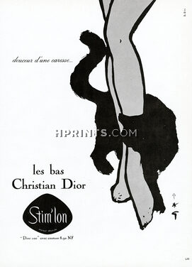 Christian Dior (Lingerie) 1960 "Sweetness of a caress..." Stockings, Cat, René Gruau