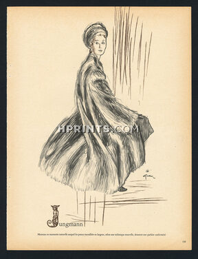 René Gruau 1946 Jungmann Fur Coat