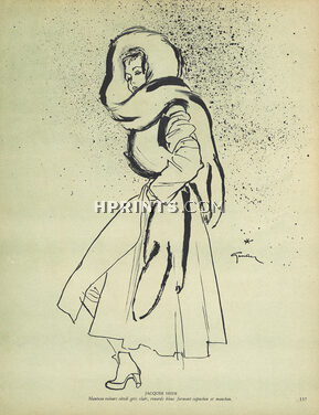 Jacques Heim 1945 René Gruau, Renards bleus, Fashion Illustration