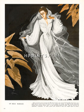 Grès 1945 René Gruau, Mlle de La Londe Wedding Dress