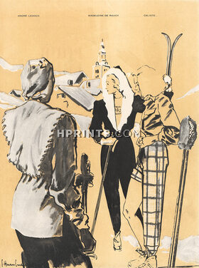 André Ledoux, Madeleine de Rauch & Calixte 1946 Ski Wear, J.C. Haramboure
