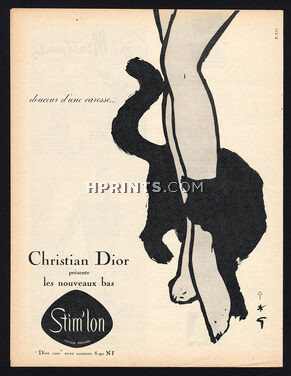 Christian Dior (Lingerie, Stockings) 1959 René Gruau, Black Cat