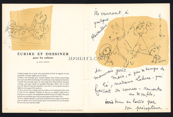 Écrire et dessiner pour les enfants, 1947 - Jean Cocteau Un drôle de Ménage, Scottish Terrier, Text by Jean Cocteau
